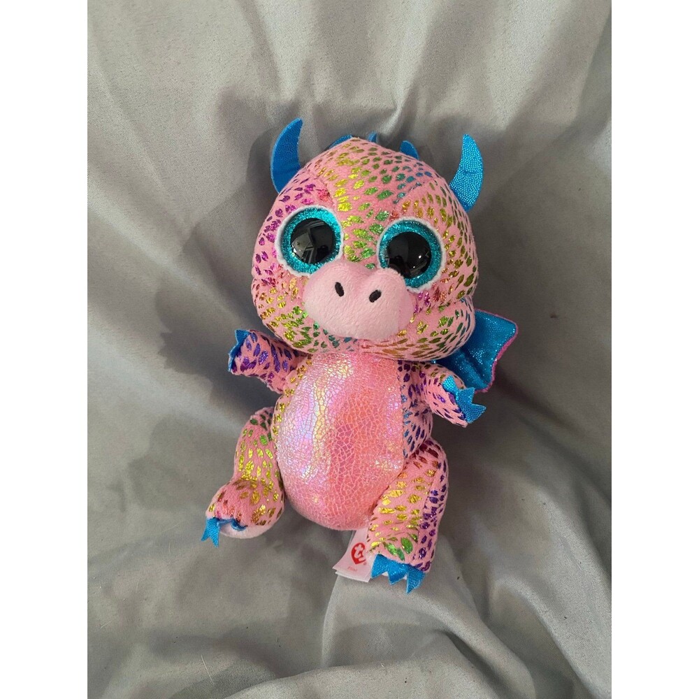 TY Beanie Boos Flint the Dragon Glitter Eyes 6" Stuffed Animal Toy Plush